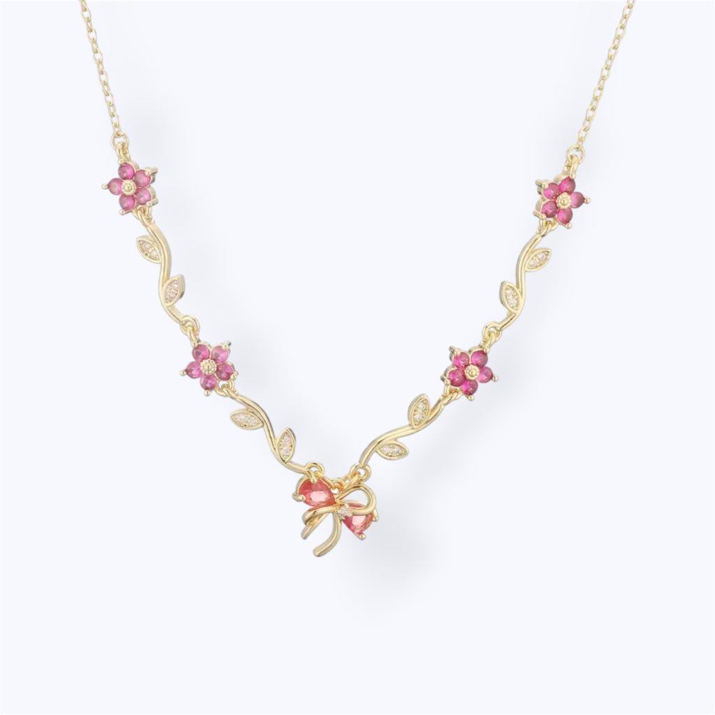 Floral charm necklace