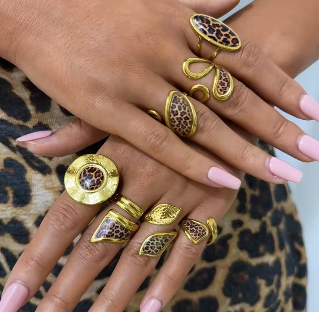 Leopard print rings