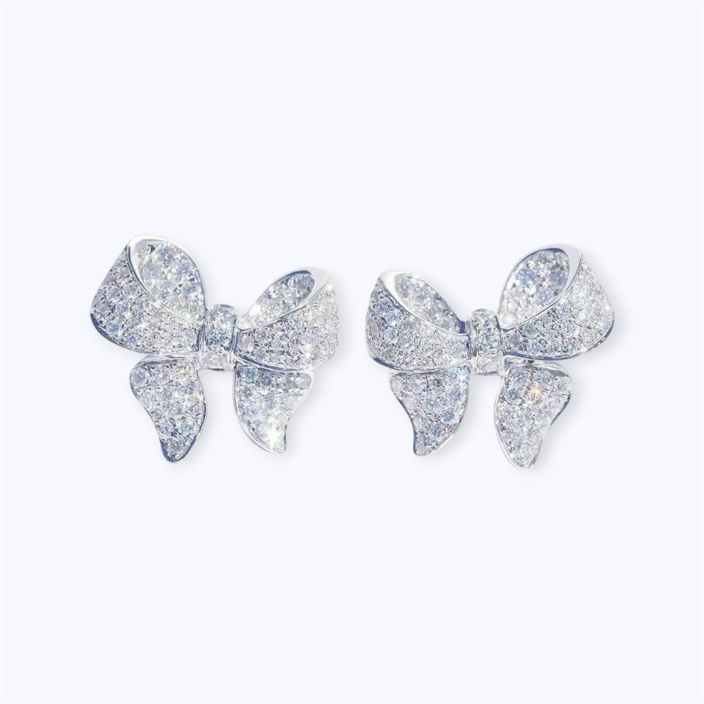 Silver bow earrings