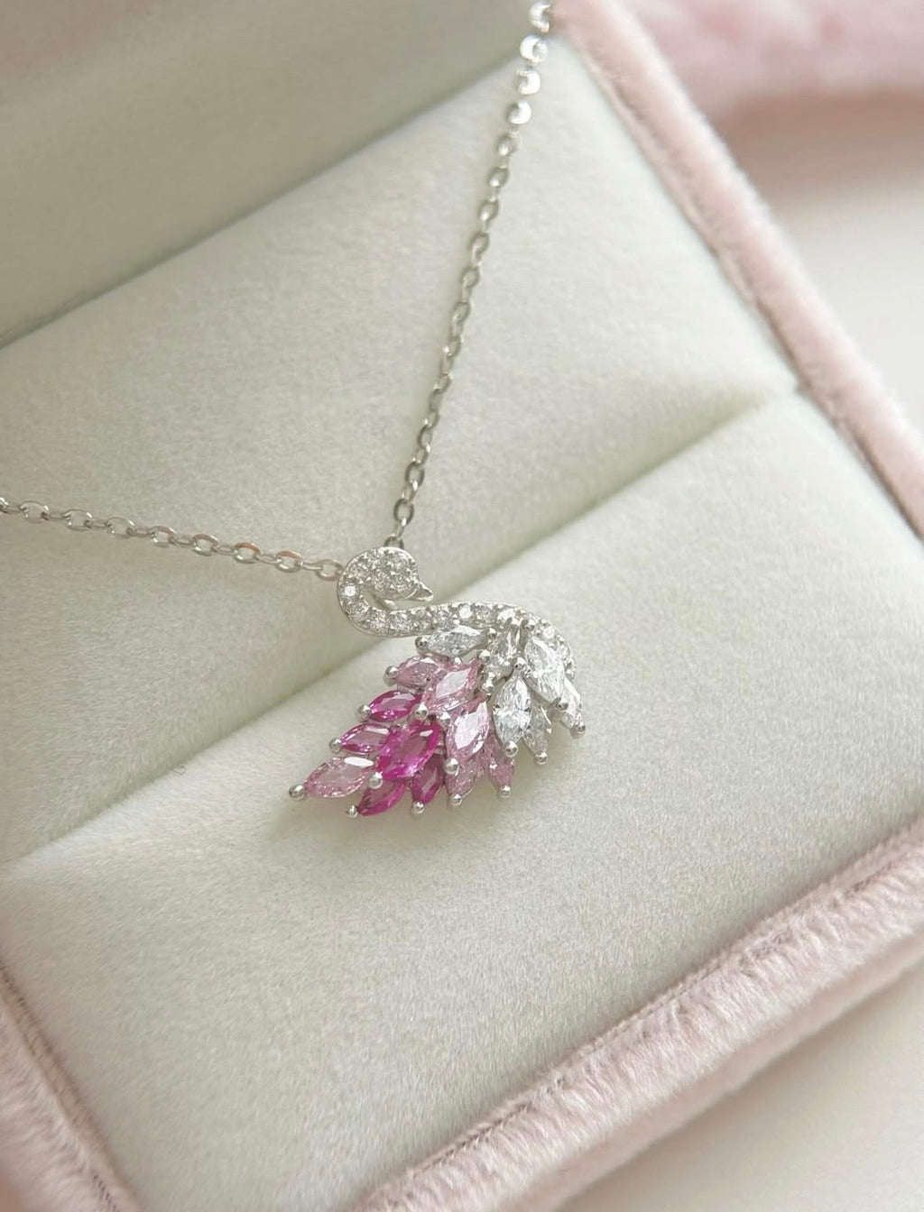 Pink swan necklace