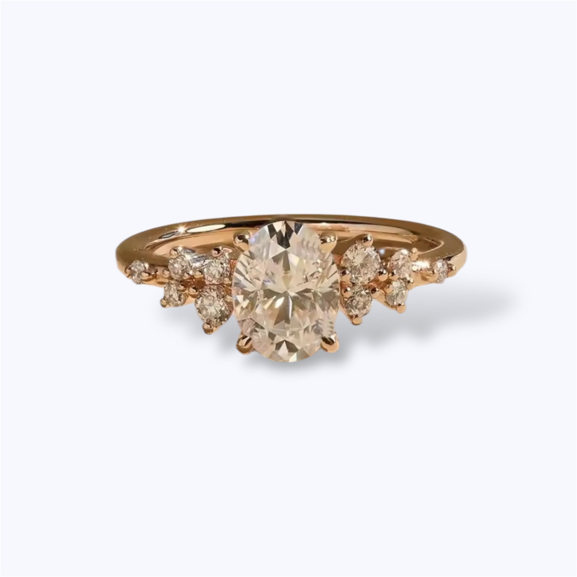 Dazzling Oval Moissanite Halo Ring