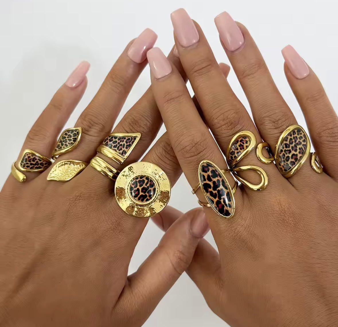 Leopard print rings