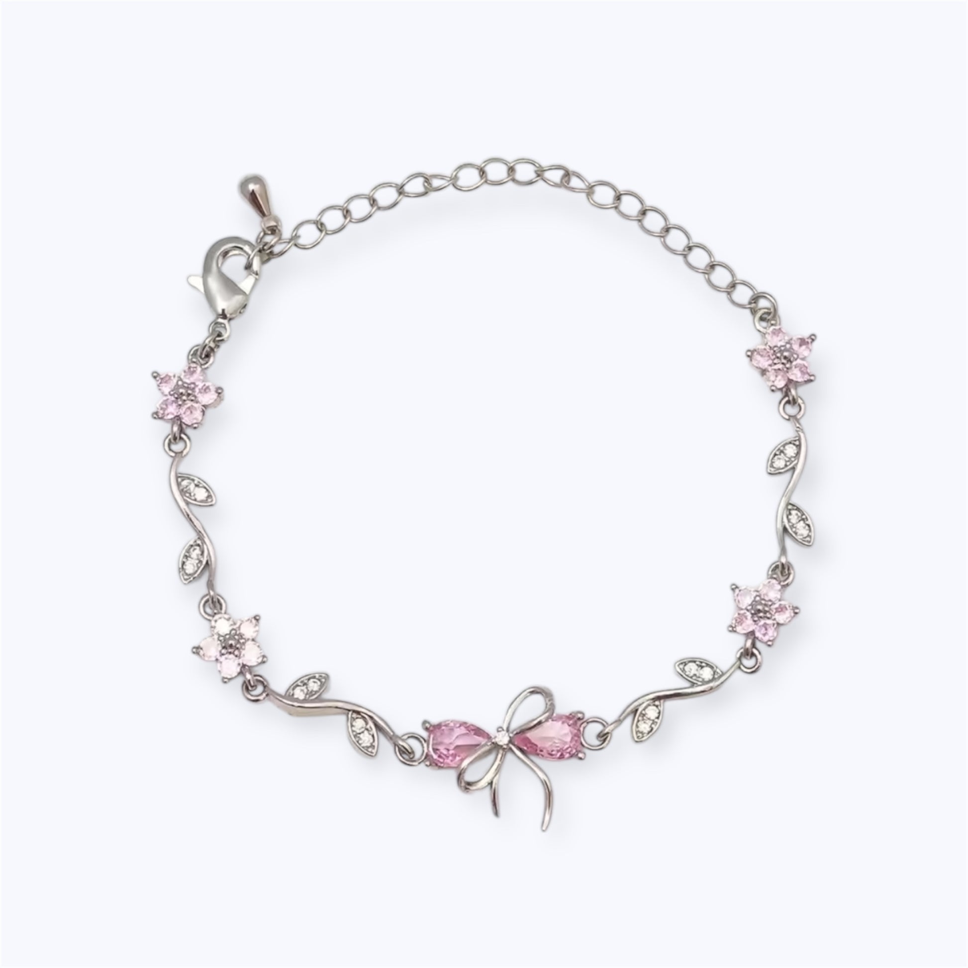 Floral bow charm bracelet