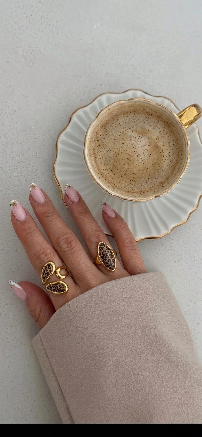 Leopard print rings