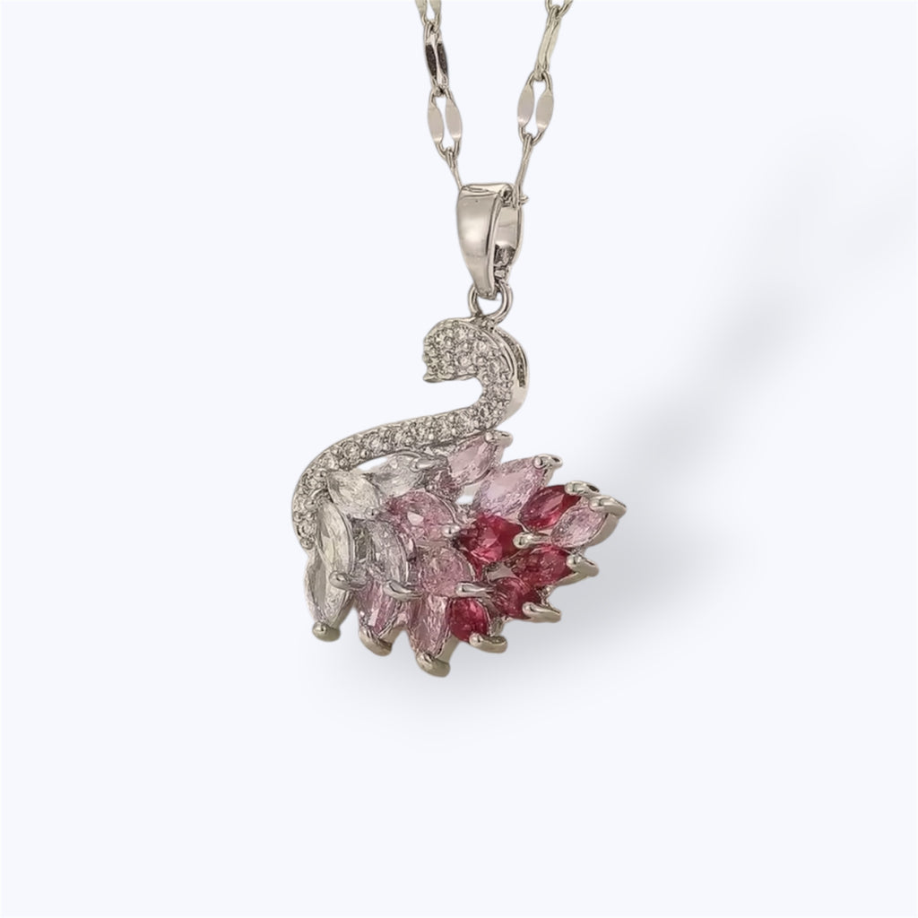 Pink swan necklace