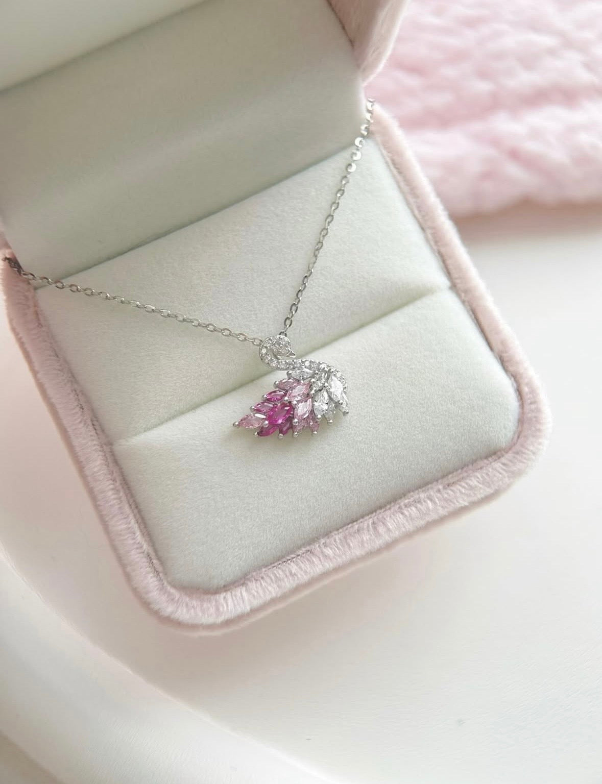 Pink swan necklace