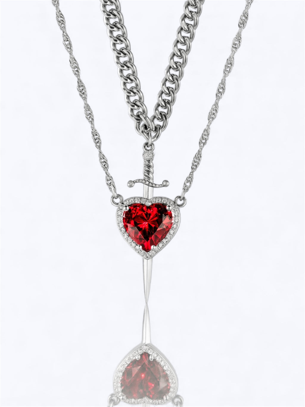 Heart & sword necklace