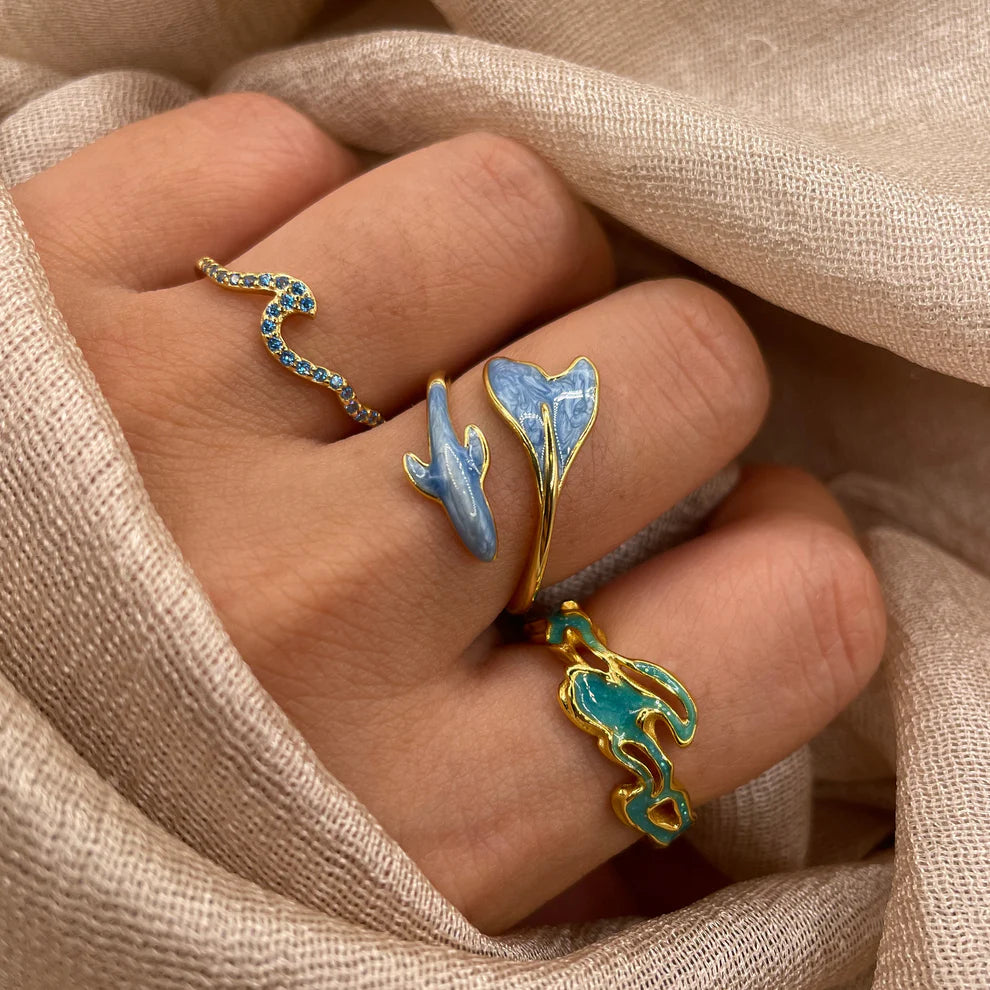 Blue dolphin ring