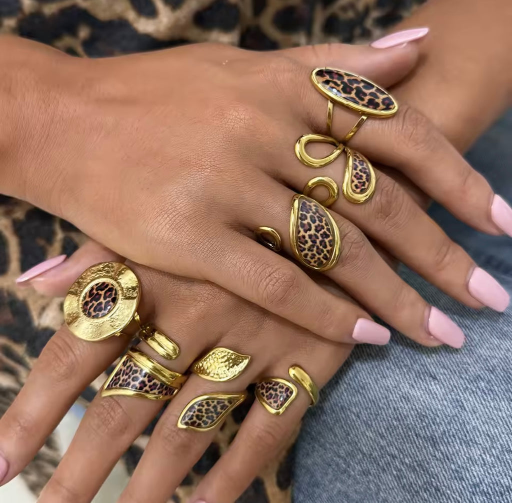 Leopard print rings