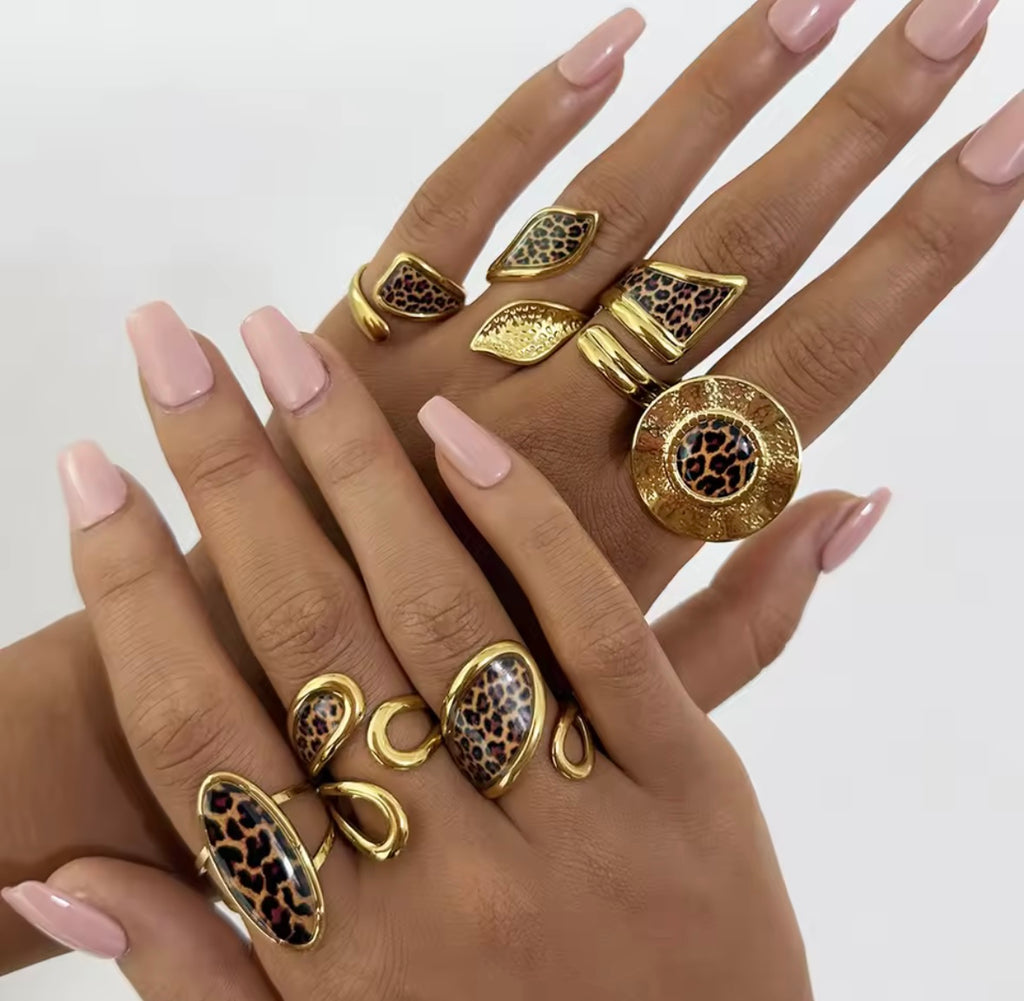 Leopard print rings