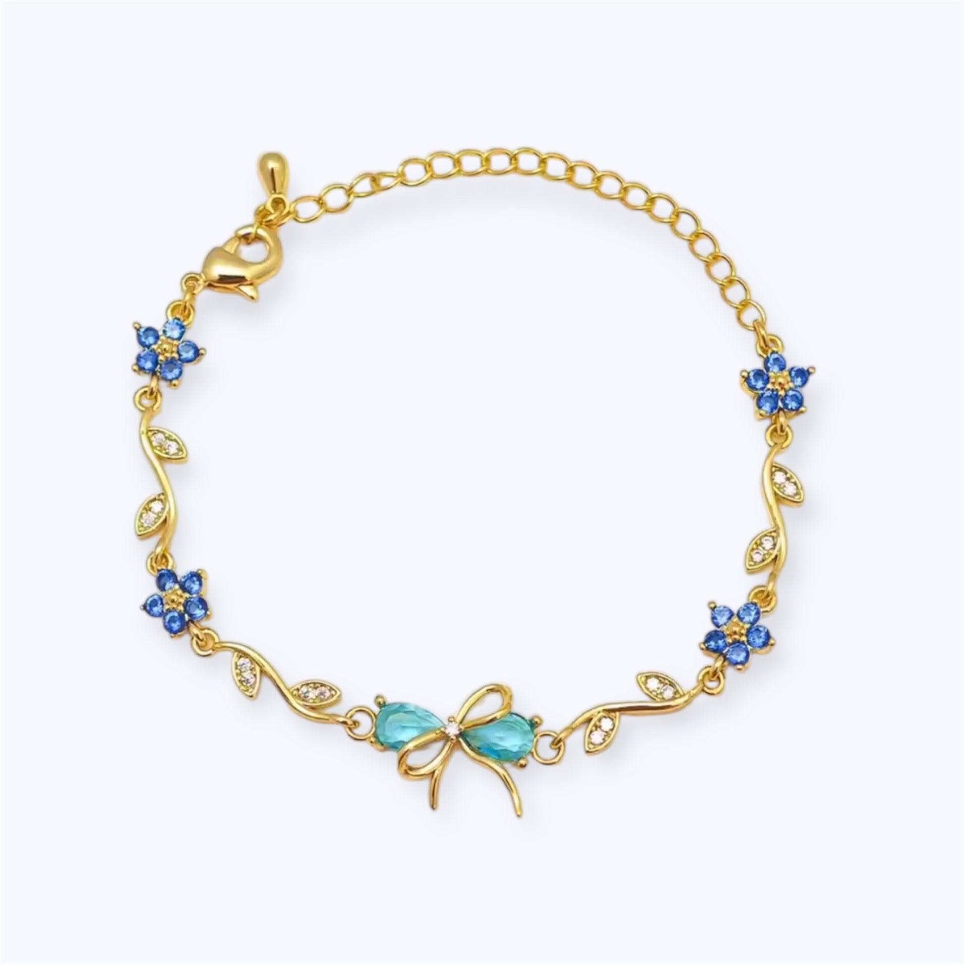 Floral bow charm bracelet