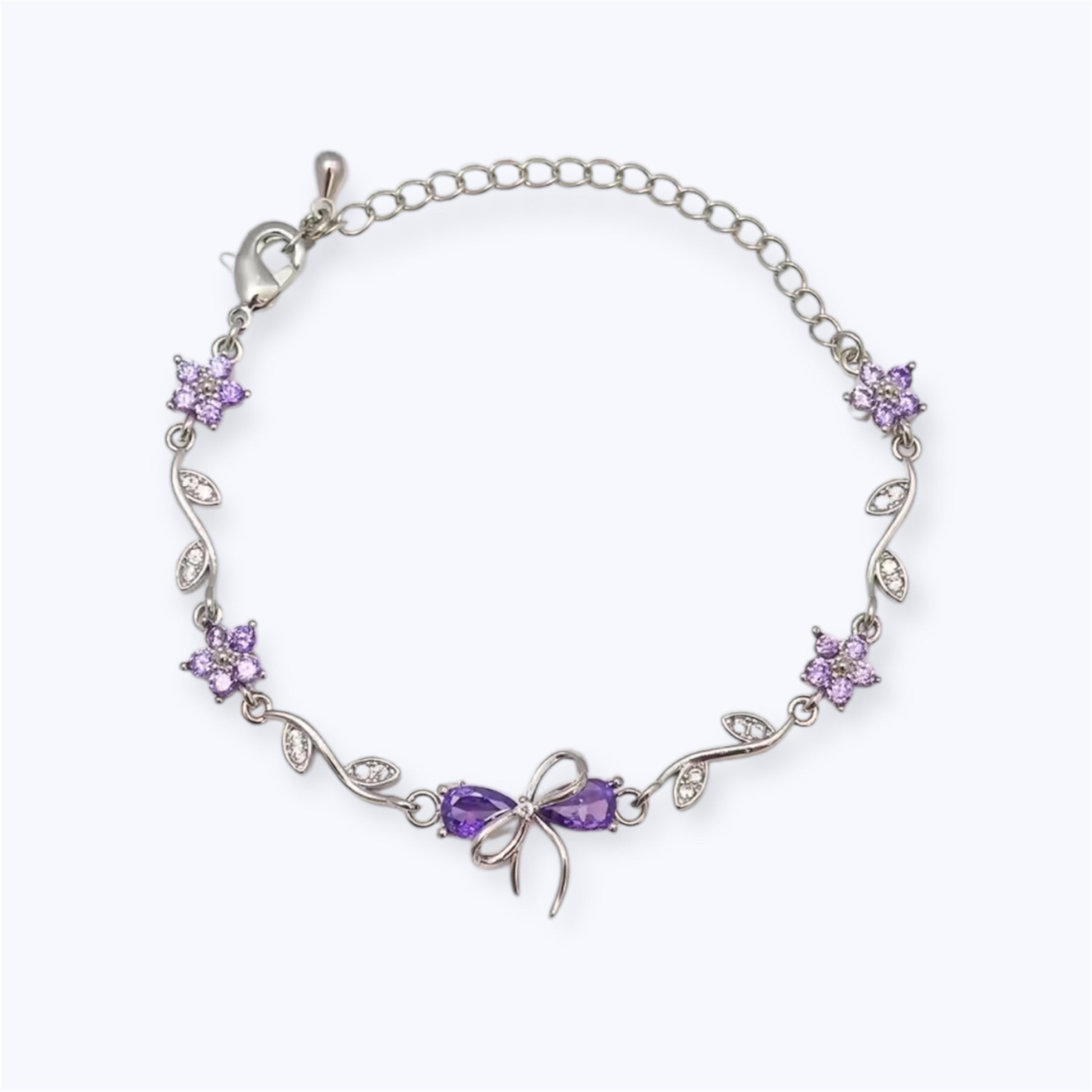Floral bow charm bracelet