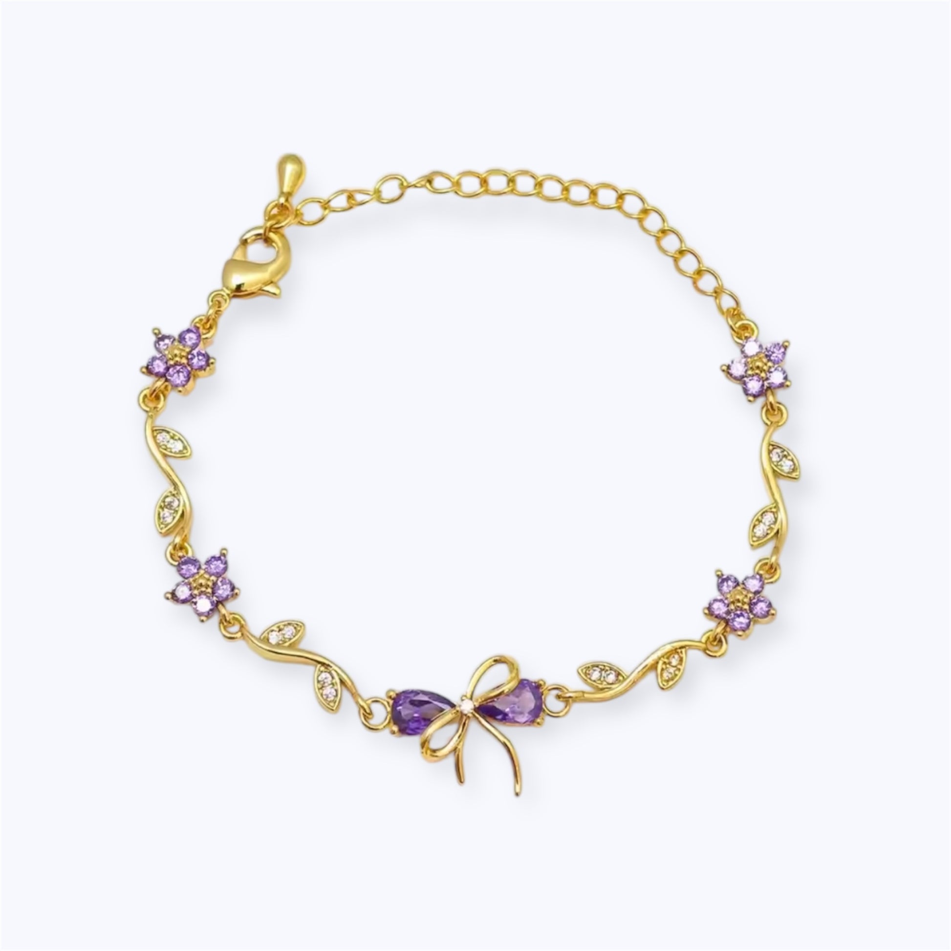 Floral bow charm bracelet