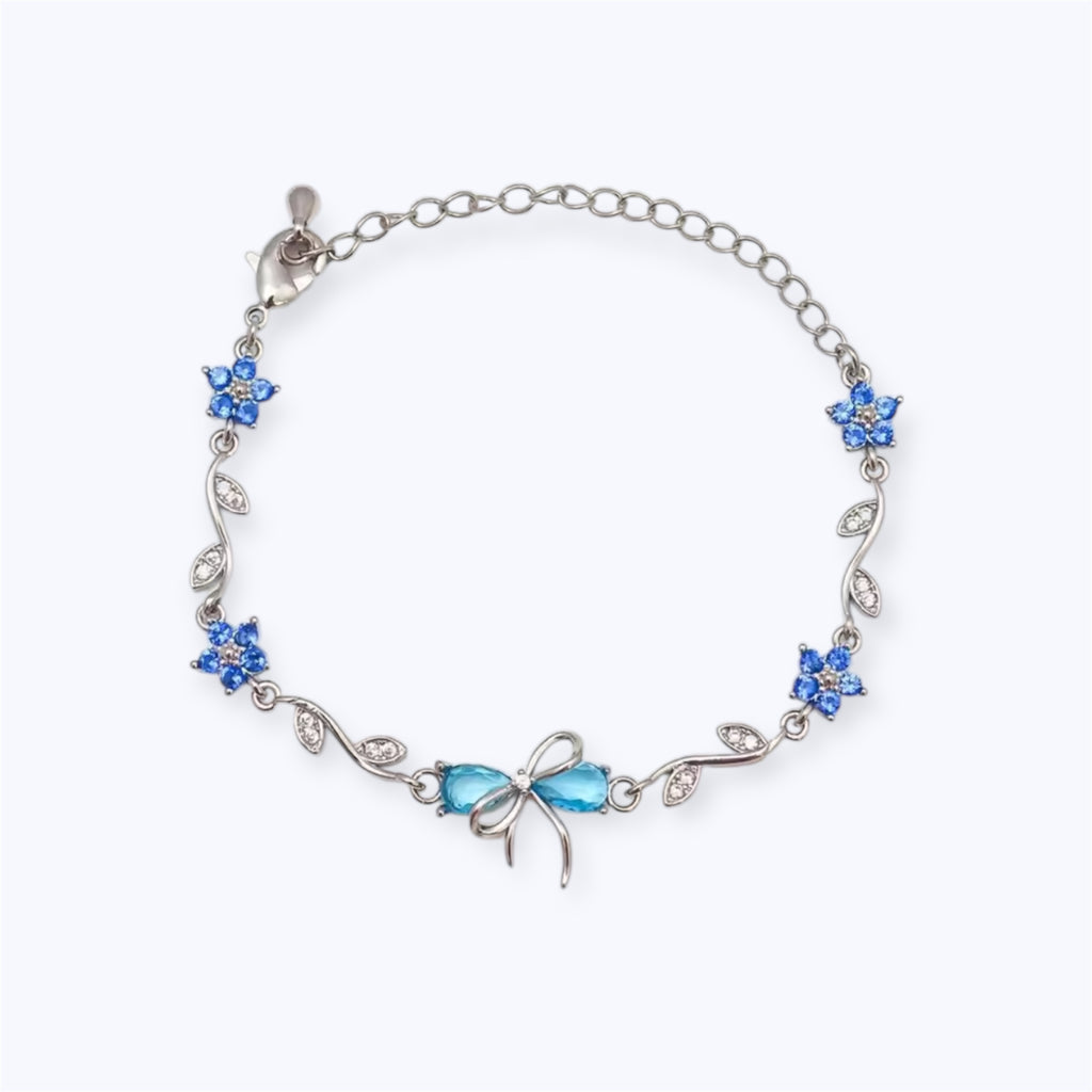Floral bow charm bracelet