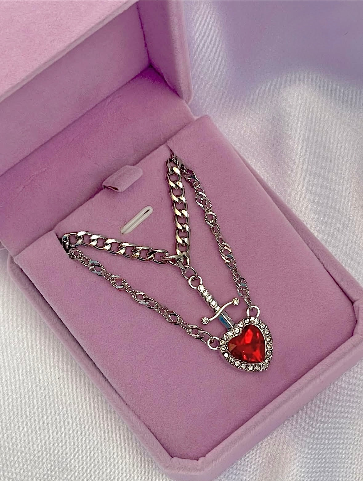 Heart & sword necklace