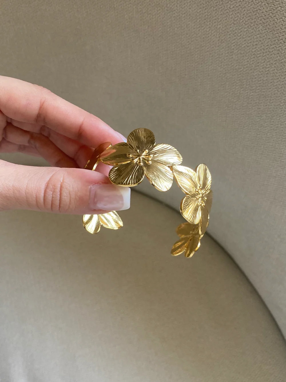 Flower cuff bangle